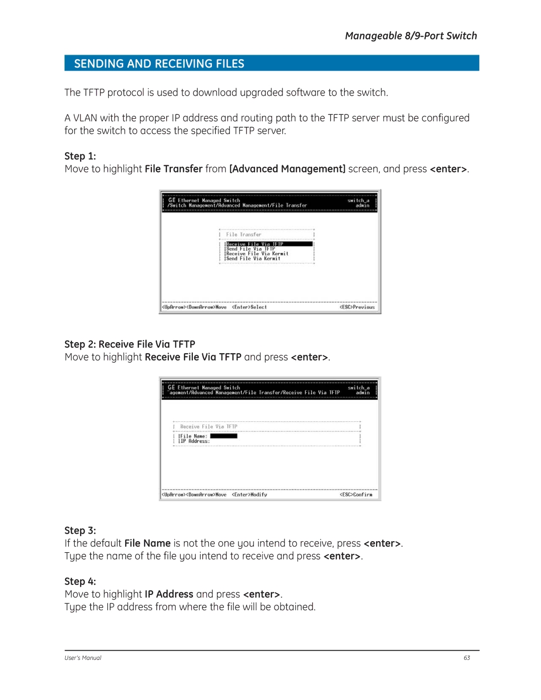 GE D-GES7600 manual Sending and Receiving Files 