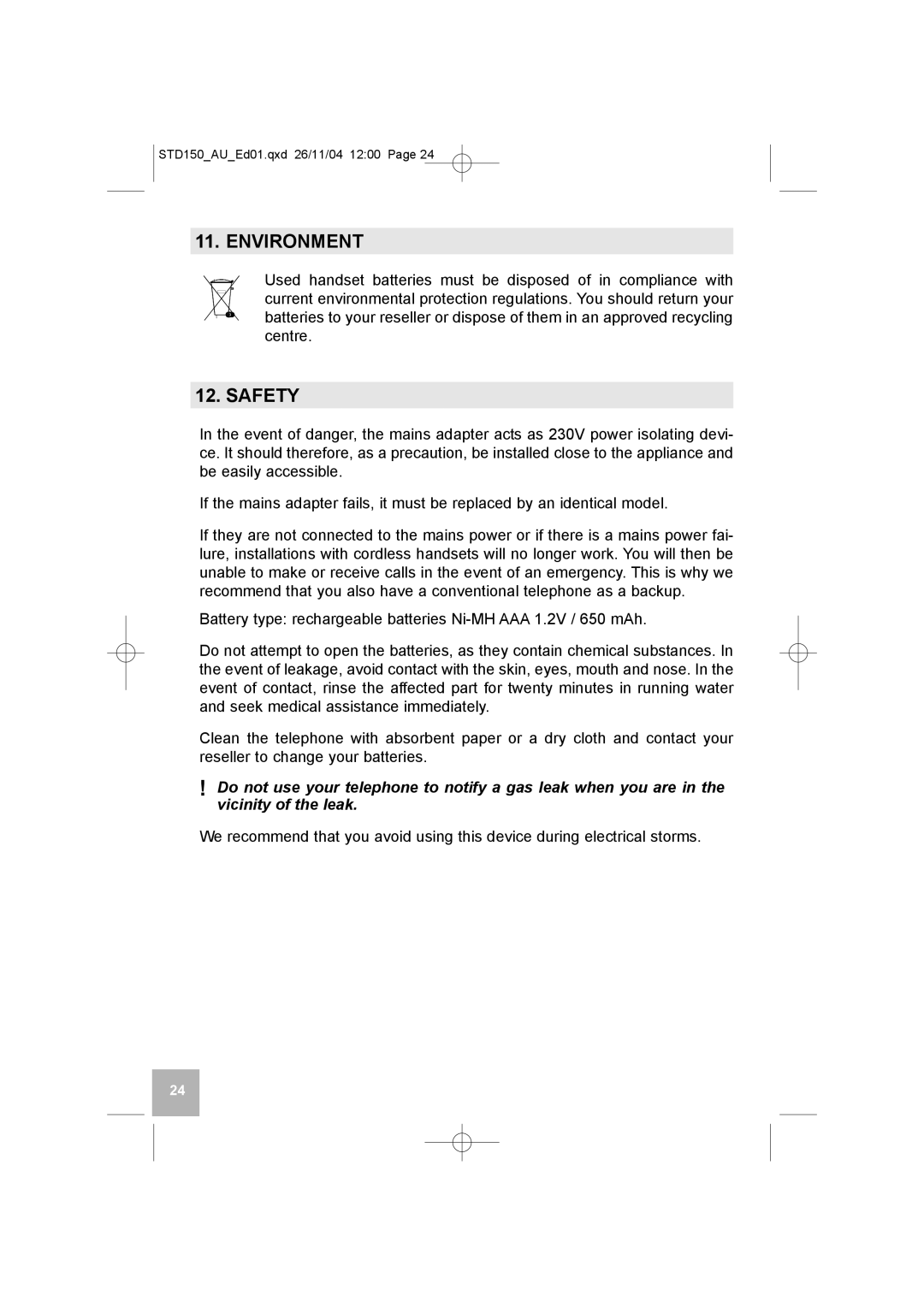 GE D150 manual Environment, Safety 