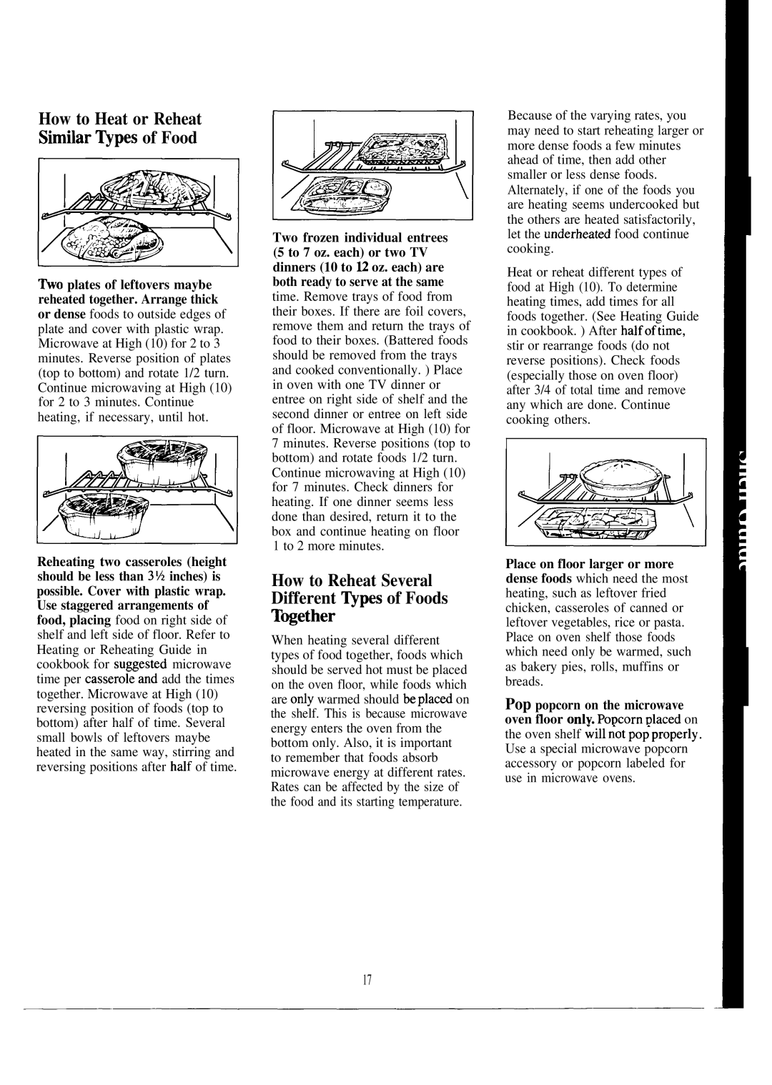 GE JVM140, D2092P129 How to Reheat Several Different ~pes of Foods T~ether, How to Heat or Reheat Shilar ~pes of Food 