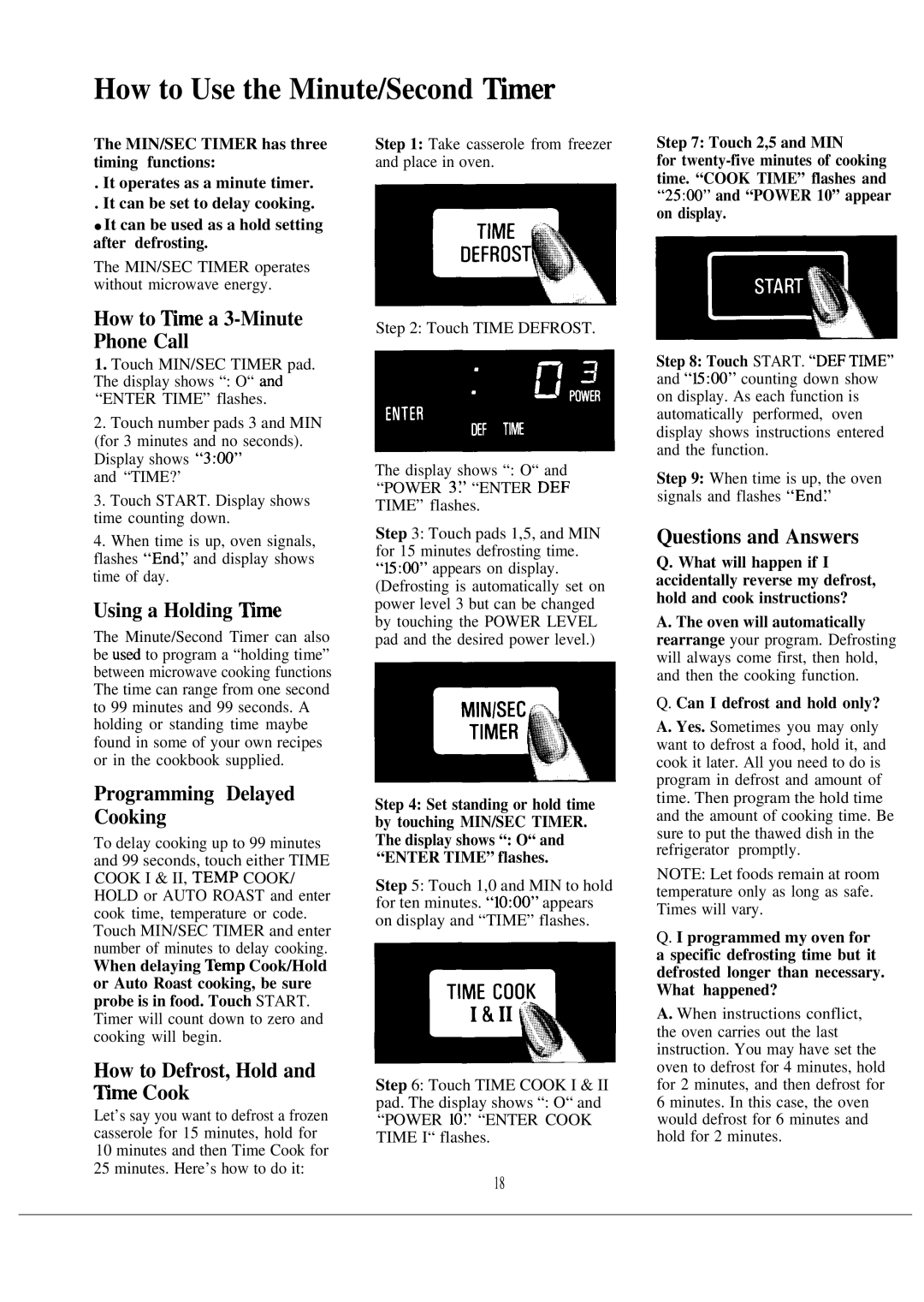 GE D2092P129, JVM140 warranty How to Use the Minute/Second ~mer, How to ~me a 3-Minute Phone Call, Using a Holding ~me 