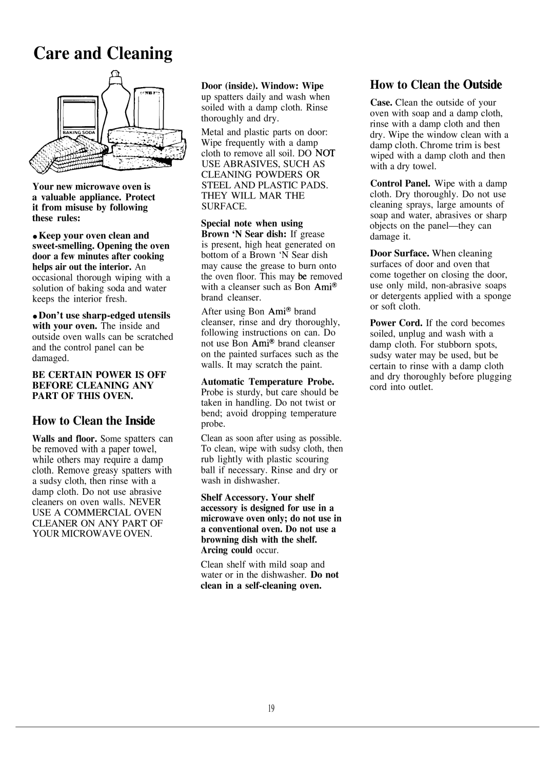 GE JVM140, D2092P129 warranty Care and Cleaning, How to Clean the Imide, How to Clean the Ou@ide 