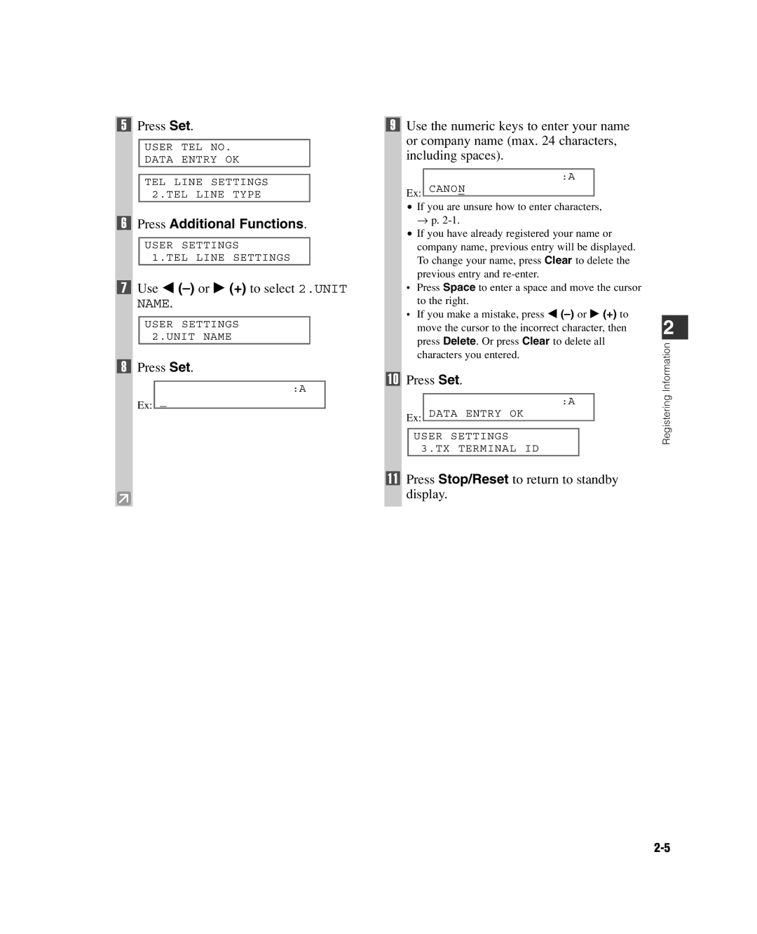 GE D780 manual Use 4 -or e + to select 2.UNIT Name 