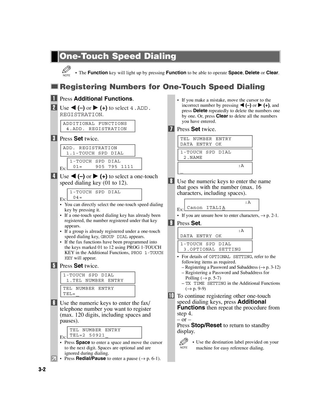 GE D780 manual Registering Numbers for One-Touch Speed Dialing, Use 4 -or e + to select 4.ADD 