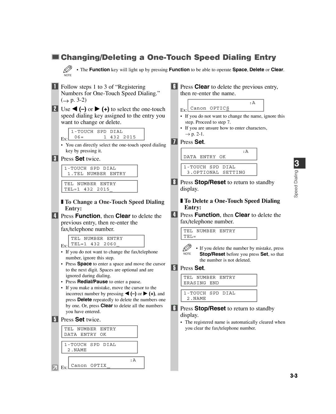 GE D780 manual Changing/Deleting a One-Touch Speed Dialing Entry, To Change a One-Touch Speed Dialing Entry 