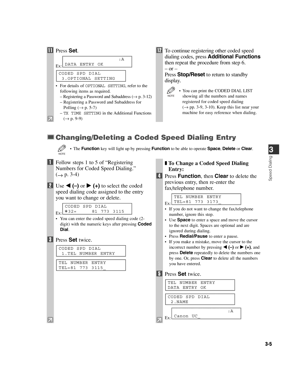 GE D780 manual Changing/Deleting a Coded Speed Dialing Entry, To Change a Coded Speed Dialing Entry 