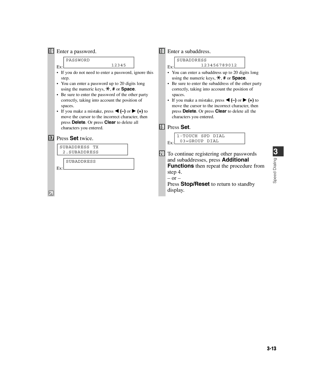 GE D780 manual Enter a password, Enter a subaddress 