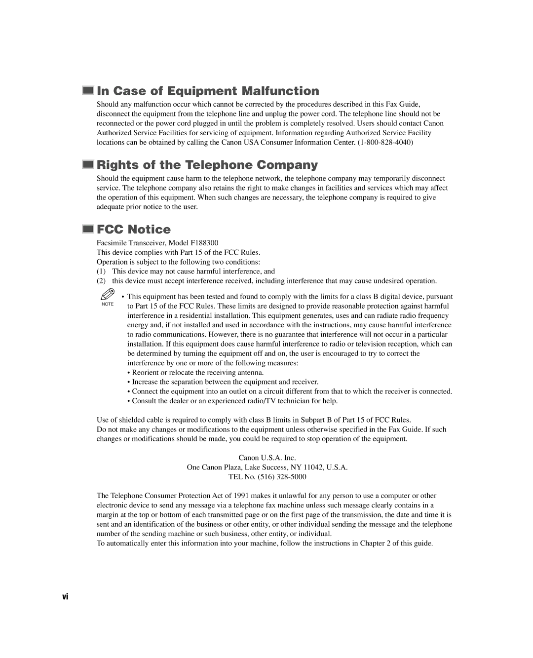 GE D780 manual Case of Equipment Malfunction, Rights of the Telephone Company, FCC Notice 