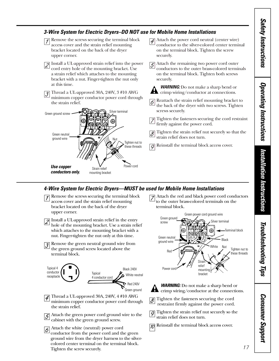 GE DBI.333 installation instructions Safety, Use copper, Conductors only 