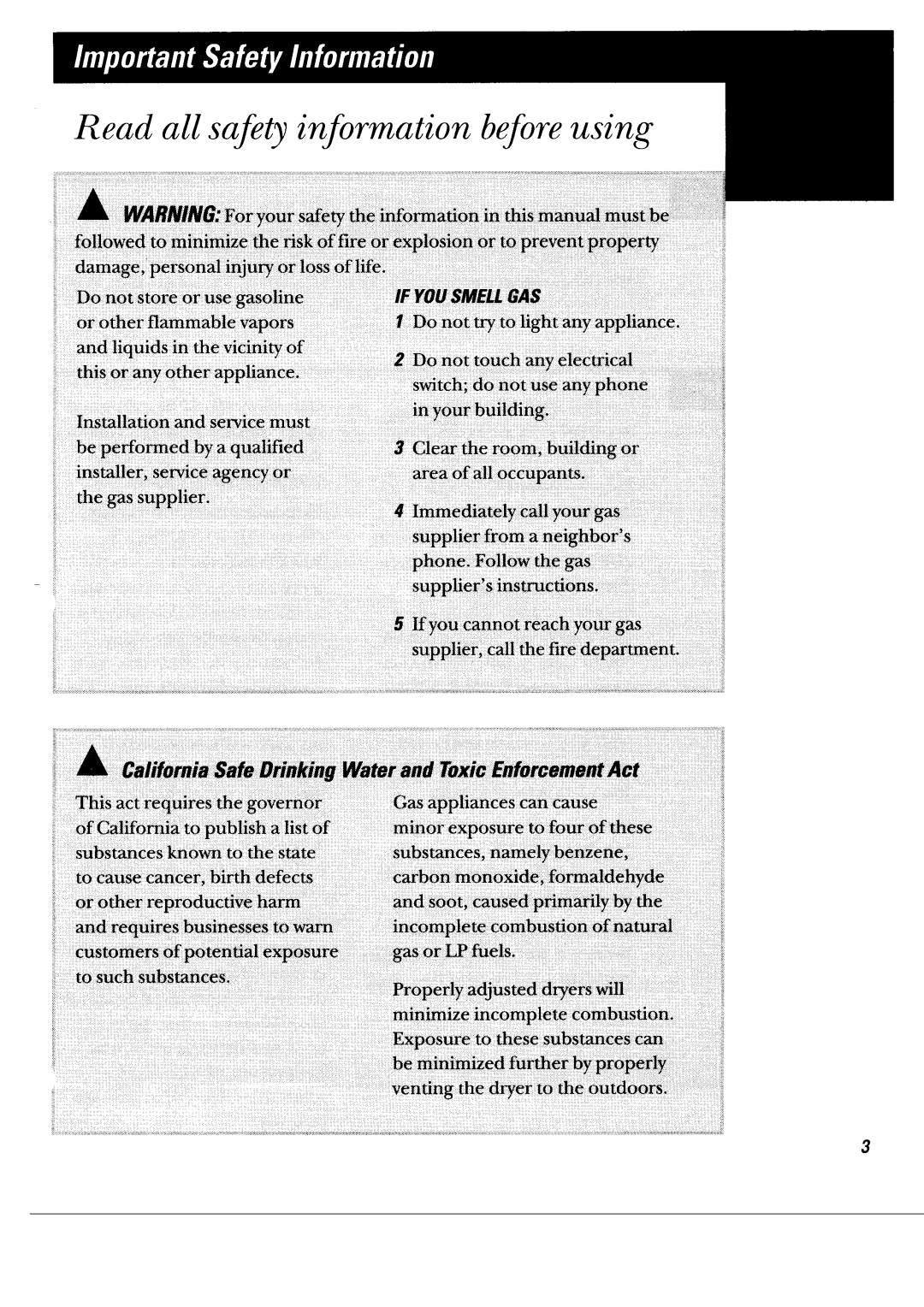 GE DBLR453GT, DBLR453ET operating instructions 