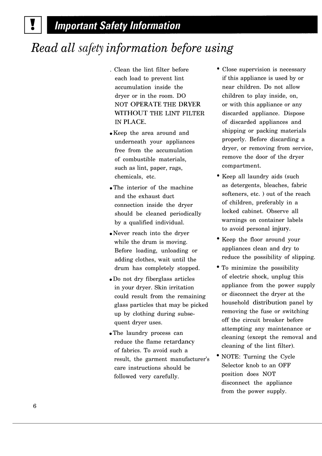 GE DBLR453ET, DBLR453GT operating instructions Read all safety information before using 