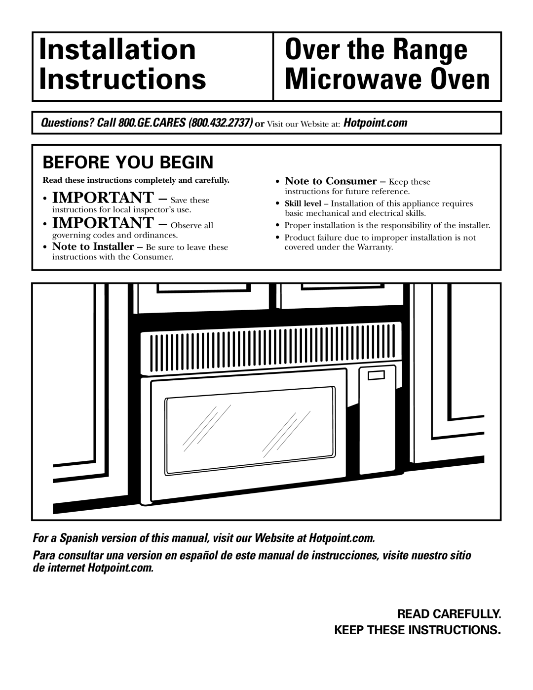 GE 39-40425, DE68-02957A warranty Before YOU Begin, Read Carefully Keep These Instructions 