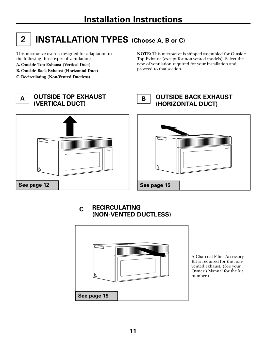 GE 39-40425, DE68-02957A warranty Recirculating NON-VENTED Ductless, See 