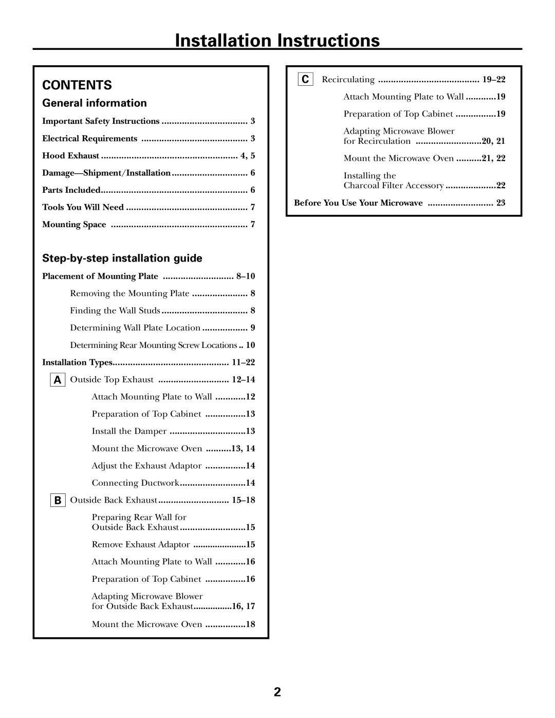 GE DE68-02957A, 39-40425 warranty Installation Instructions, Contents 