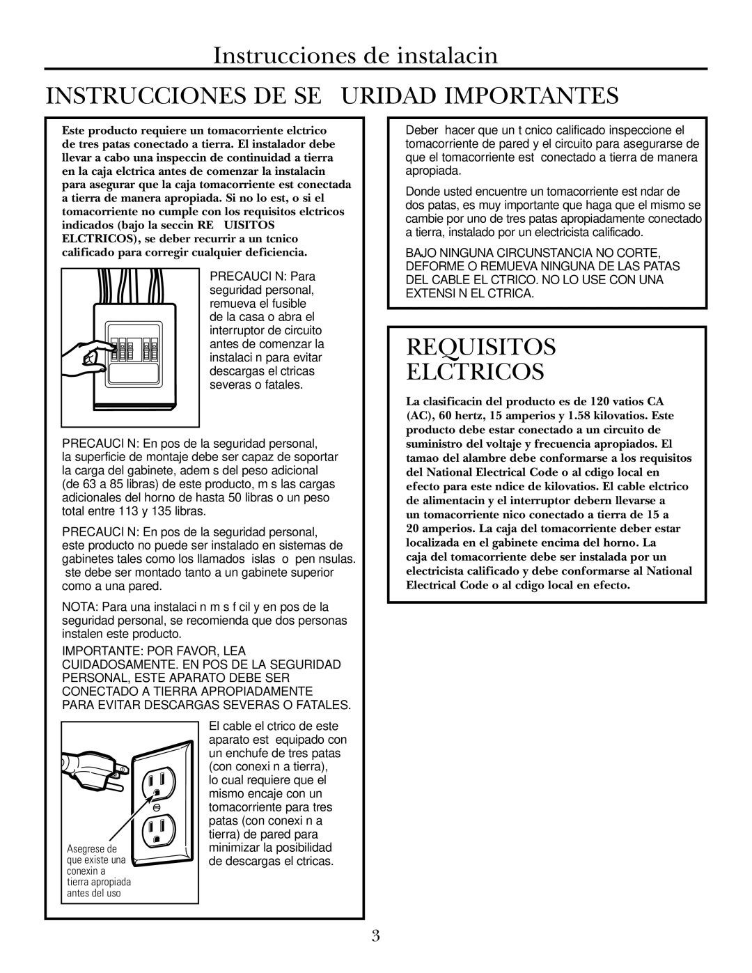 GE 39-40425, DE68-02957A warranty Instrucciones DE Seguridad Importantes, Requisitos Eléctricos 