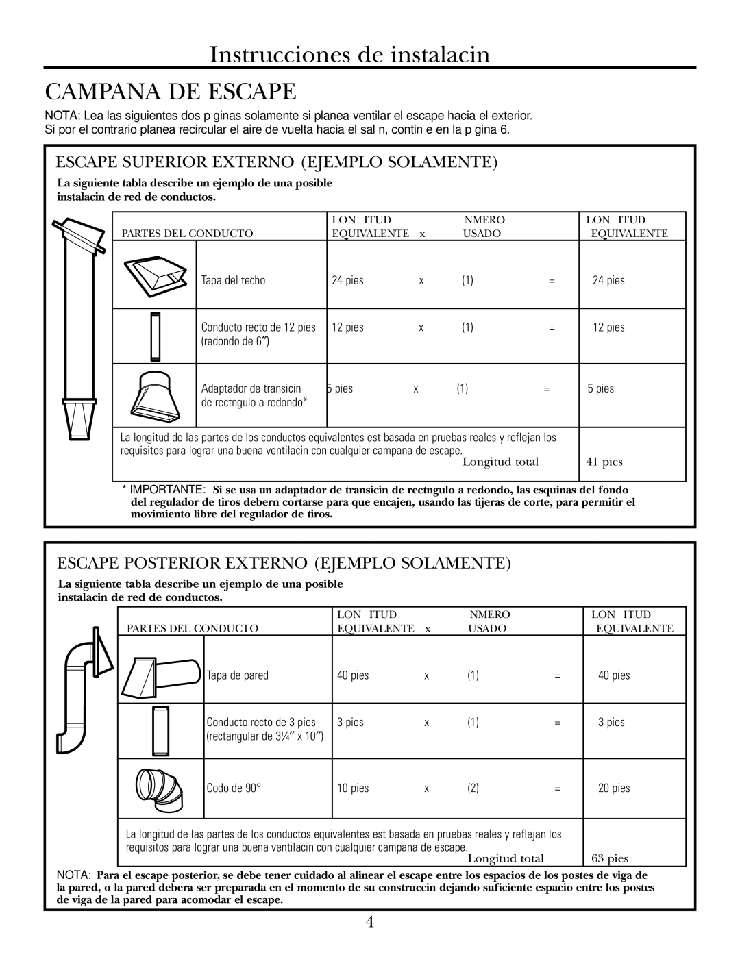 GE DE68-02957A Campana DE Escape, Escape Superior Externo Ejemplo Solamente, Escape Posterior Externo Ejemplo Solamente 