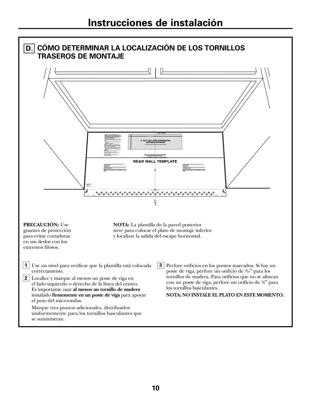 GE DE68-02957A, 39-40425 warranty Nota no Instale EL Plato EN Este Momento 