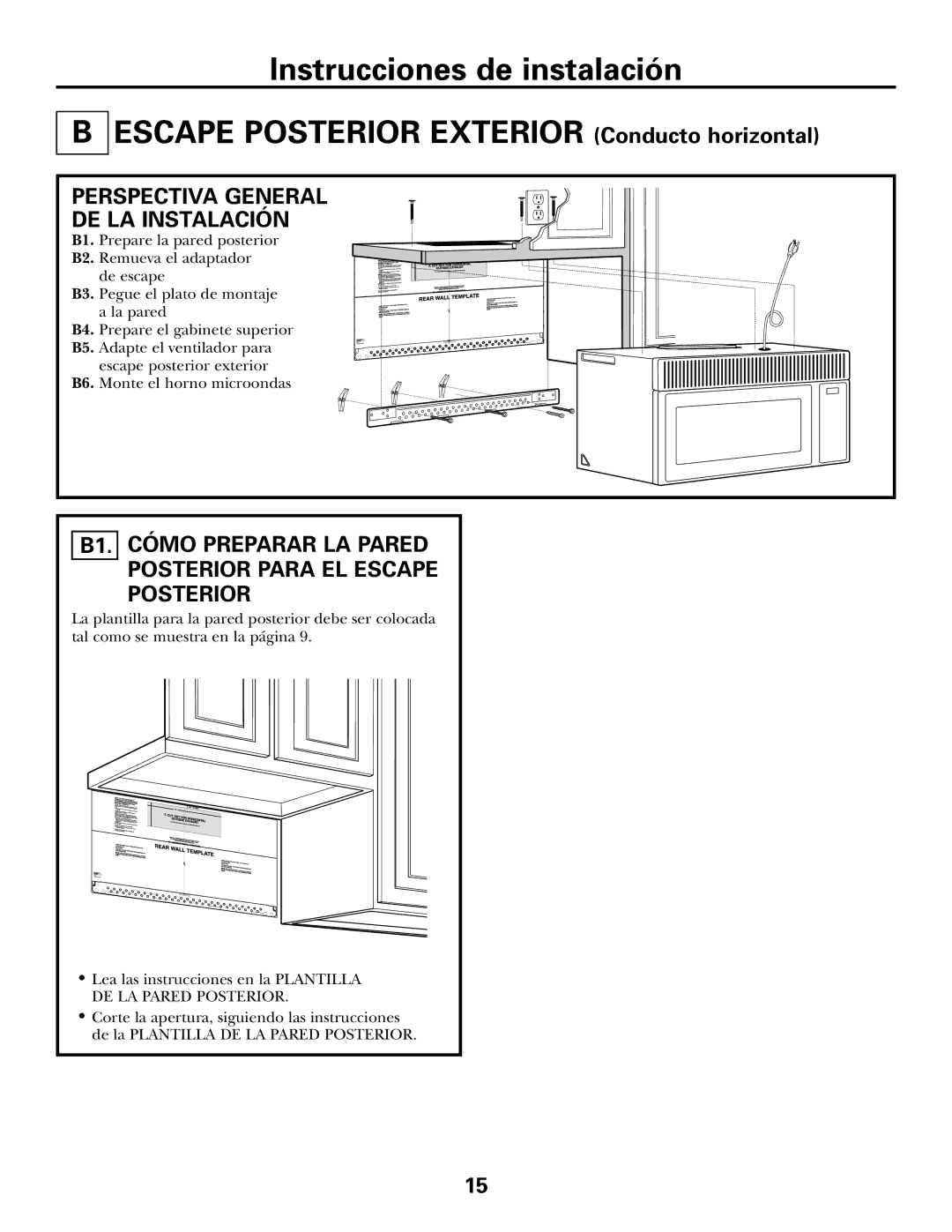 GE 39-40425, DE68-02957A warranty Perspectiva General DE LA Instalación, B1. Cómo Preparar LA Pared Posterior Para EL Escape 