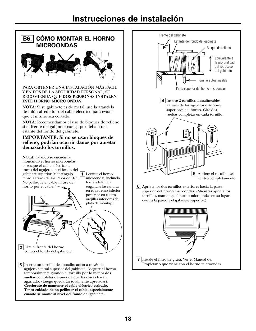 GE DE68-02957A, 39-40425 warranty B6. Cómo Montar EL Horno Microondas 