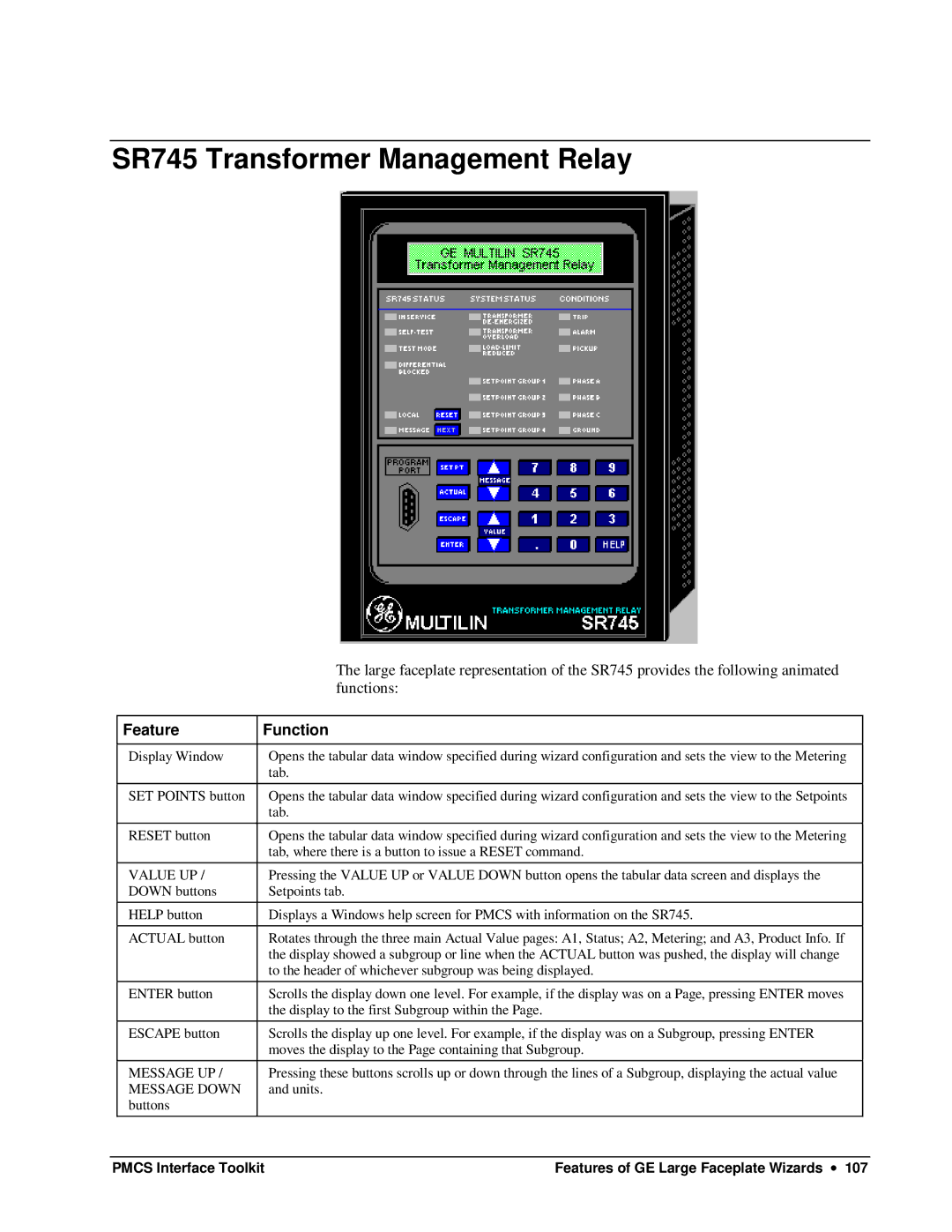 GE DEH-210 manual SR745 Transformer Management Relay, Value UP, Message Down 