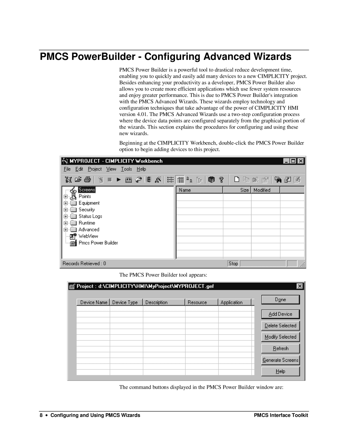 GE DEH-210 manual Pmcs PowerBuilder Configuring Advanced Wizards 