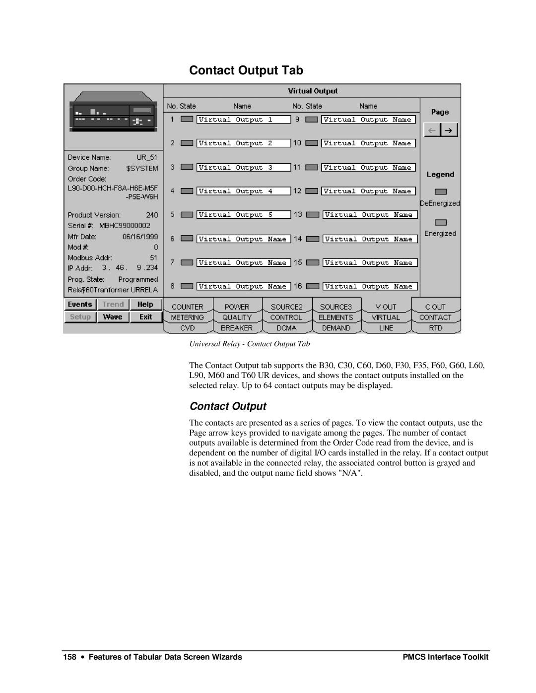 GE DEH-210 manual Contact Output Tab 