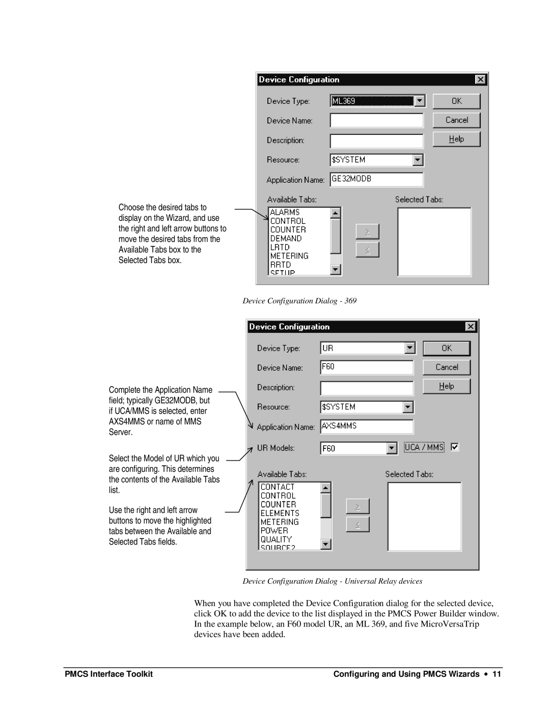 GE DEH-210 manual Device Configuration Dialog 