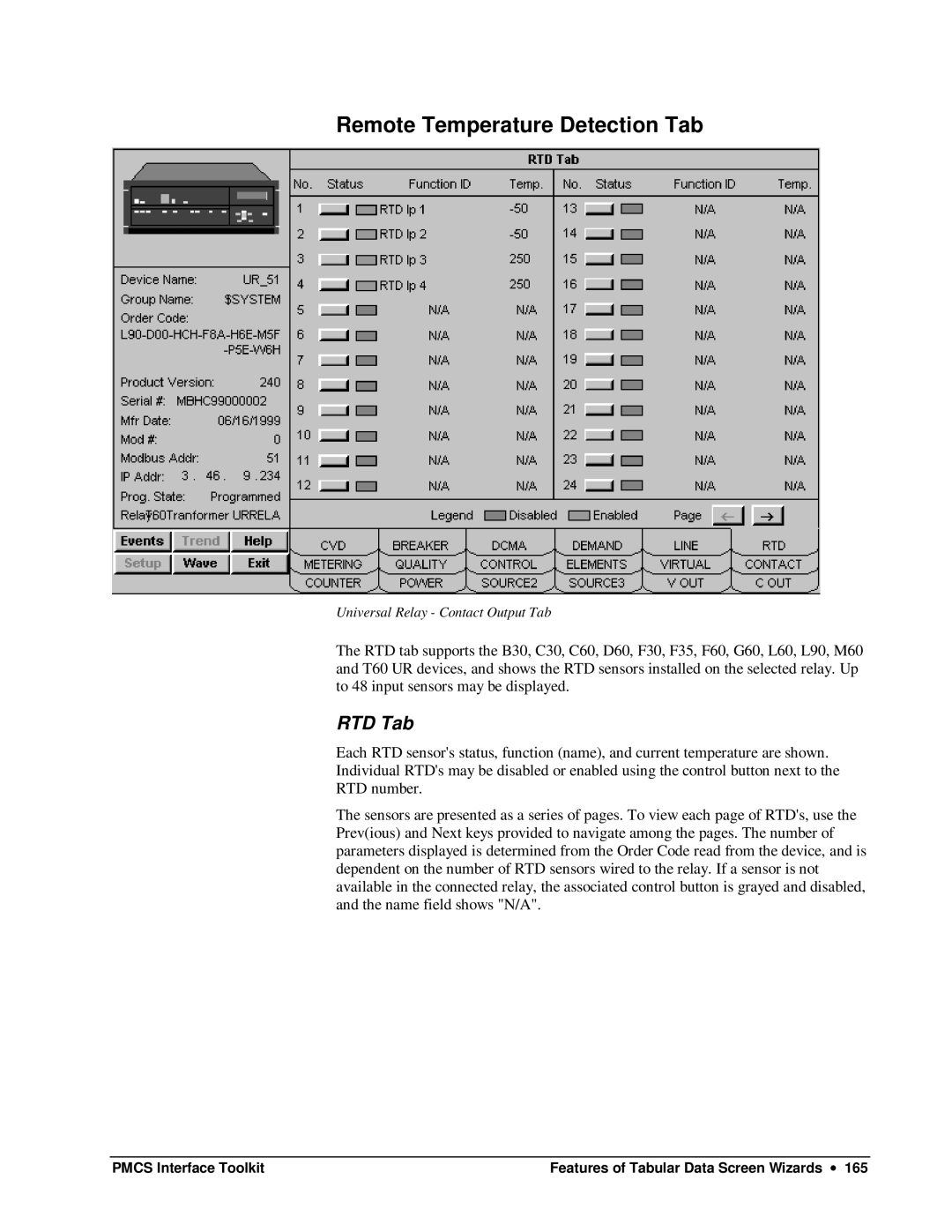 GE DEH-210 manual Remote Temperature Detection Tab, RTD Tab 