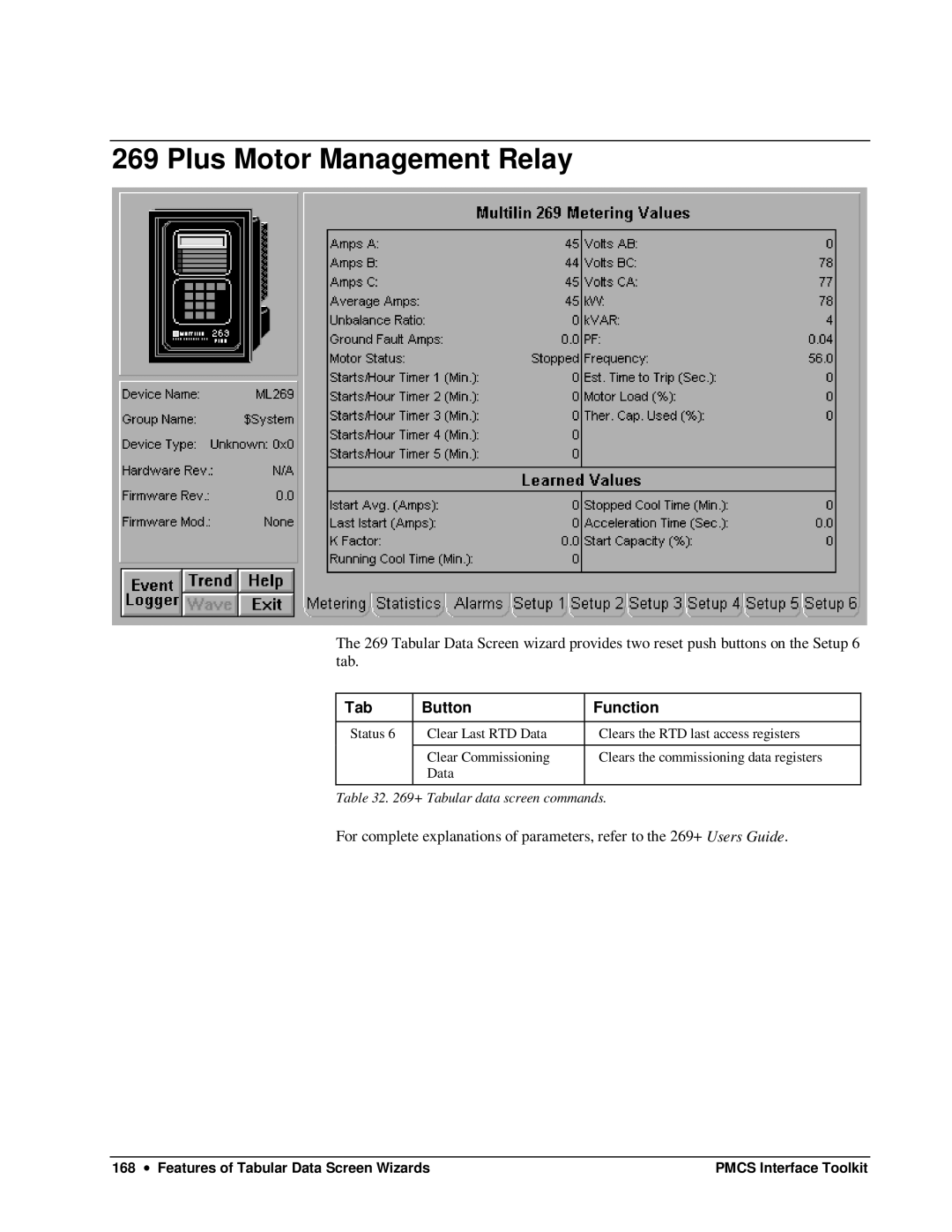 GE DEH-210 manual + Tabular data screen commands 