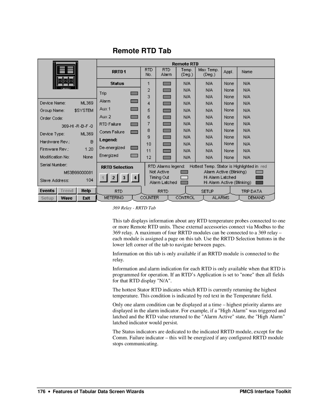 GE DEH-210 manual Remote RTD Tab 