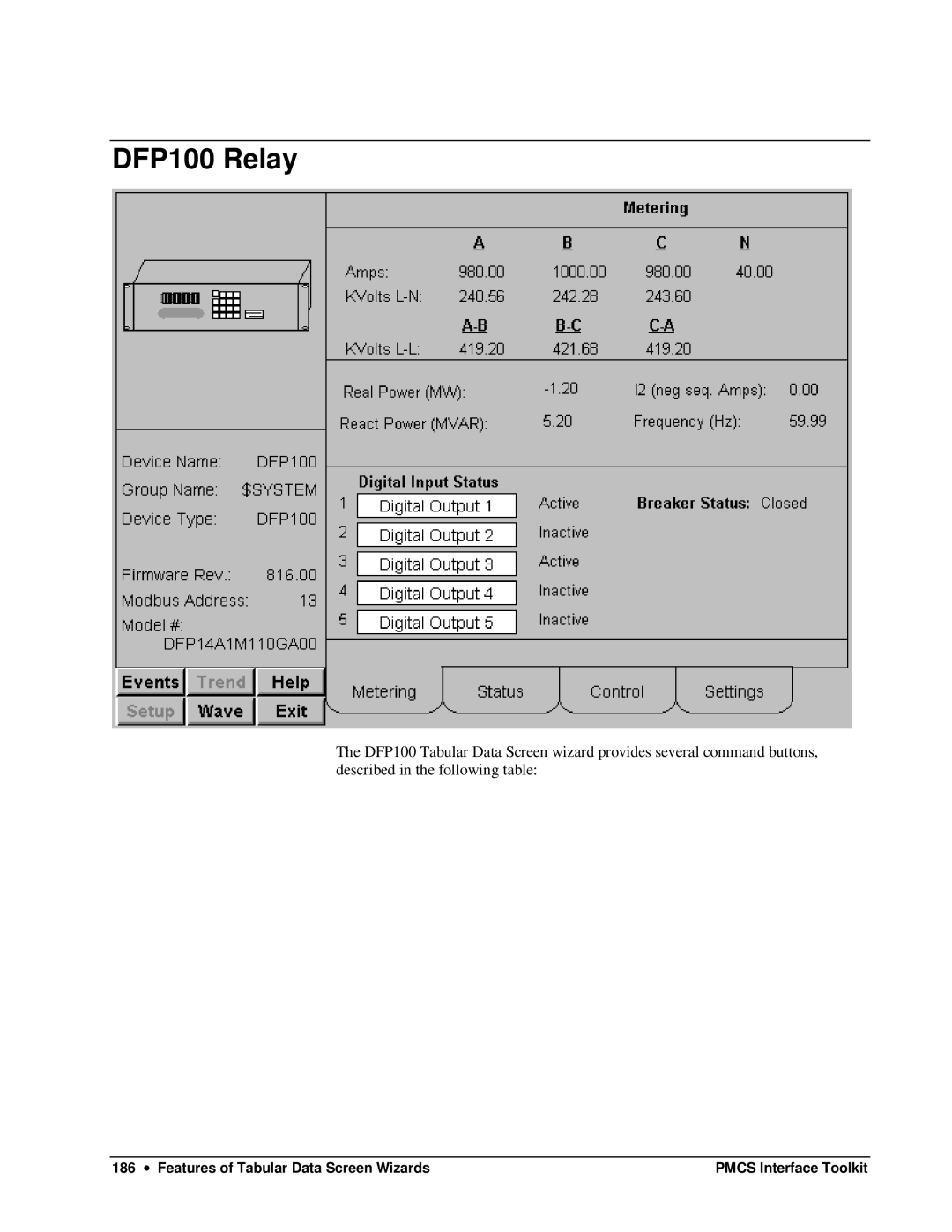 GE DEH-210 manual DFP100 Relay 