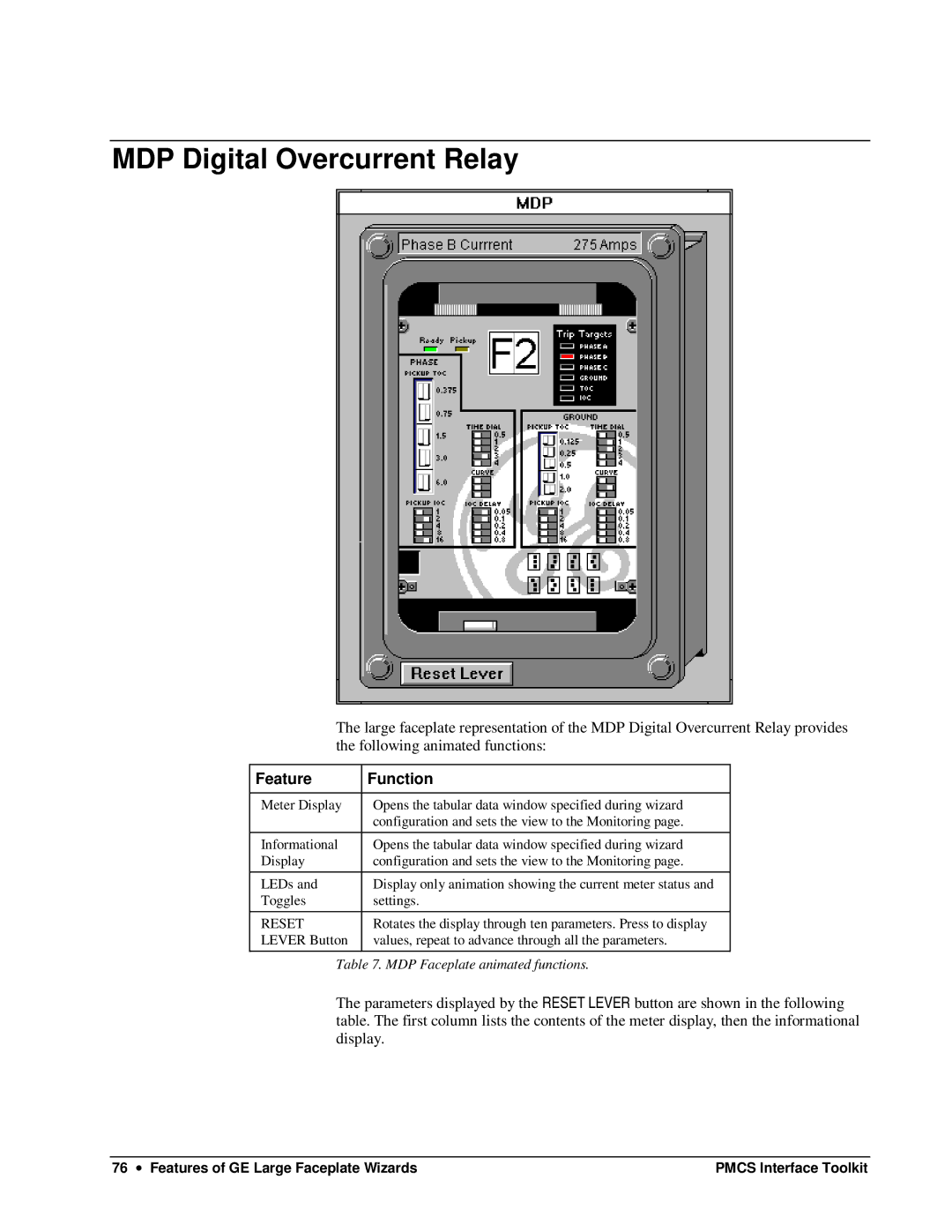 GE DEH-210 manual MDP Digital Overcurrent Relay, Reset 