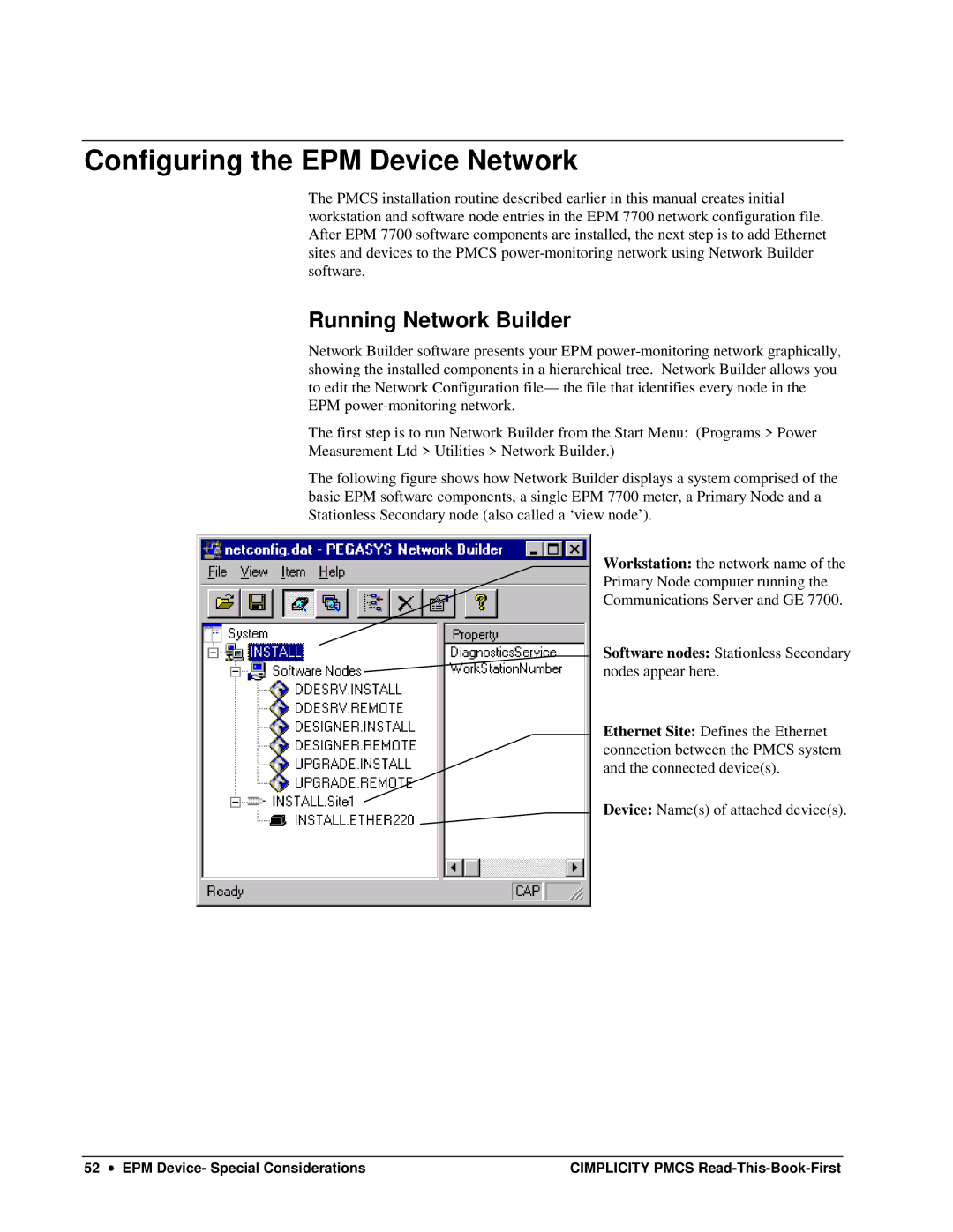 GE DEH-211 manual Configuring the EPM Device Network, Running Network Builder 