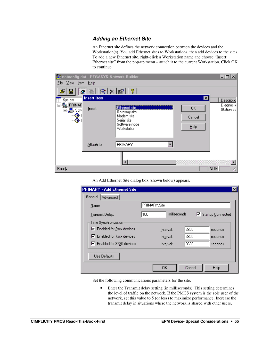 GE DEH-211 manual Adding an Ethernet Site 