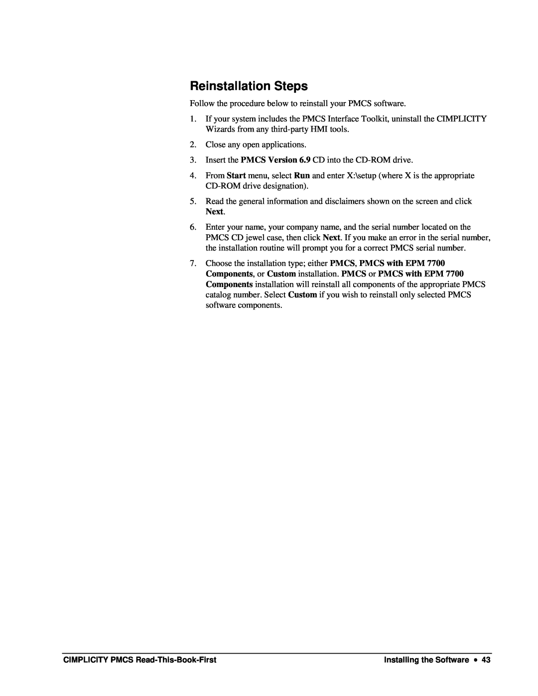 GE DEH-211 manual Reinstallation Steps 