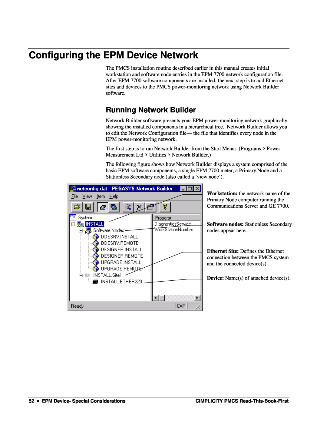 GE DEH-211 manual Configuring the EPM Device Network, Running Network Builder 