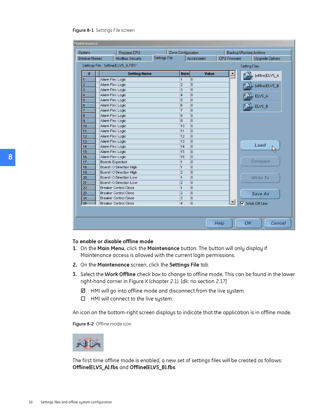 GE DEH-230 manual To enable or disable offline mode 