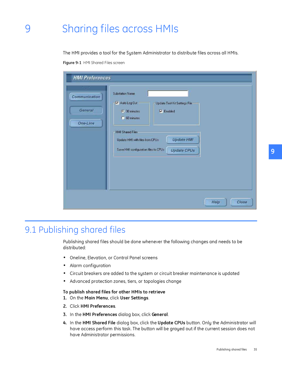 GE DEH-230 manual Sharing files across HMIs, Publishing shared files 