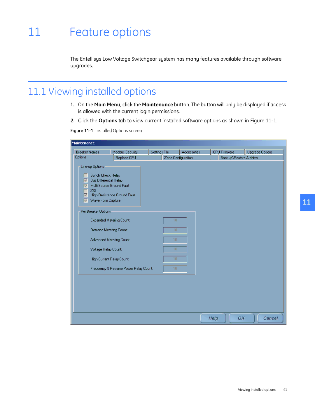 GE DEH-230 manual Feature options, Viewing installed options 