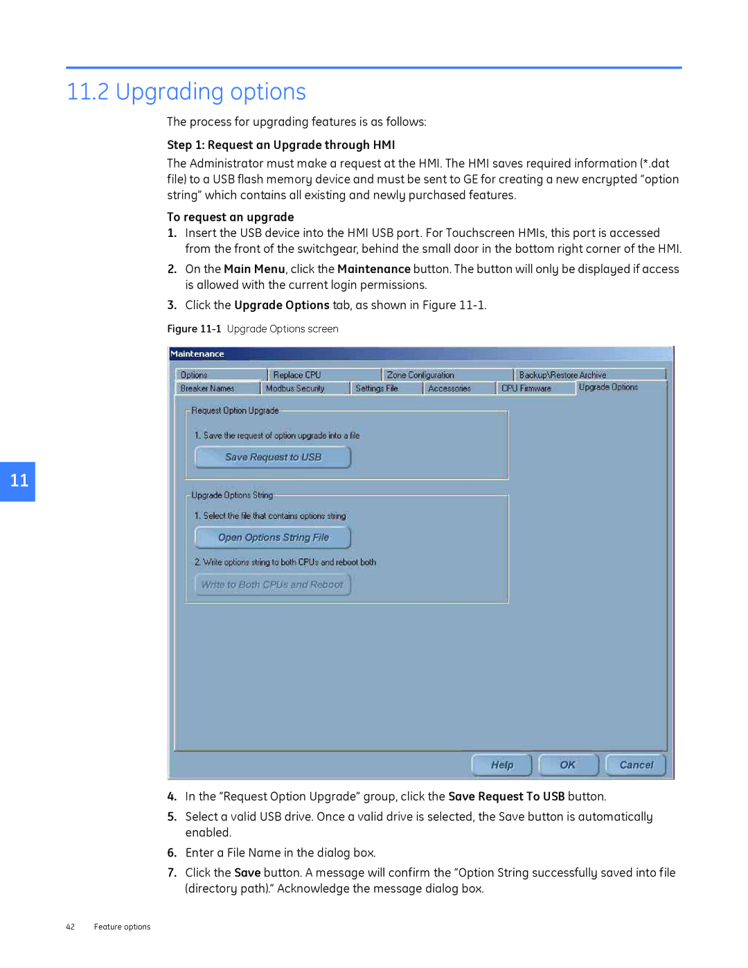 GE DEH-230 manual Upgrading options, Upgrade Options screen 