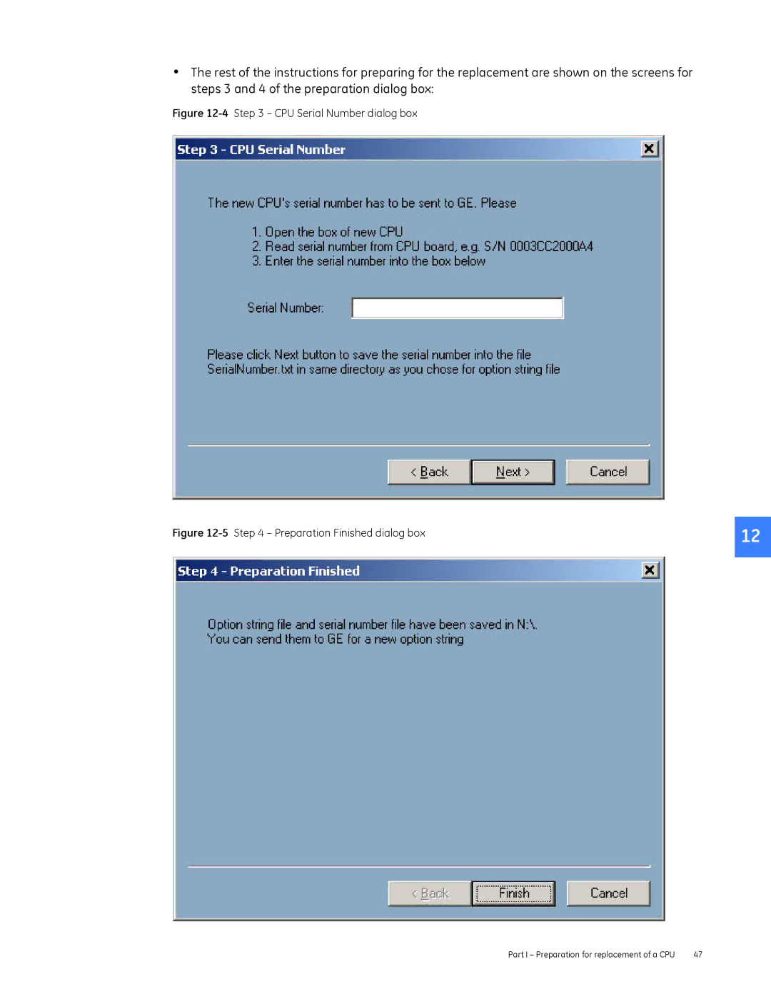 GE DEH-230 manual CPU Serial Number dialog box 