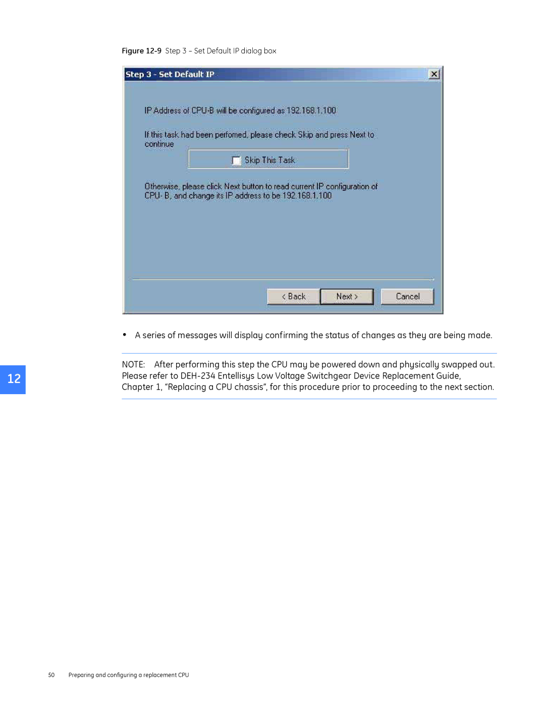 GE DEH-230 manual Set Default IP dialog box 