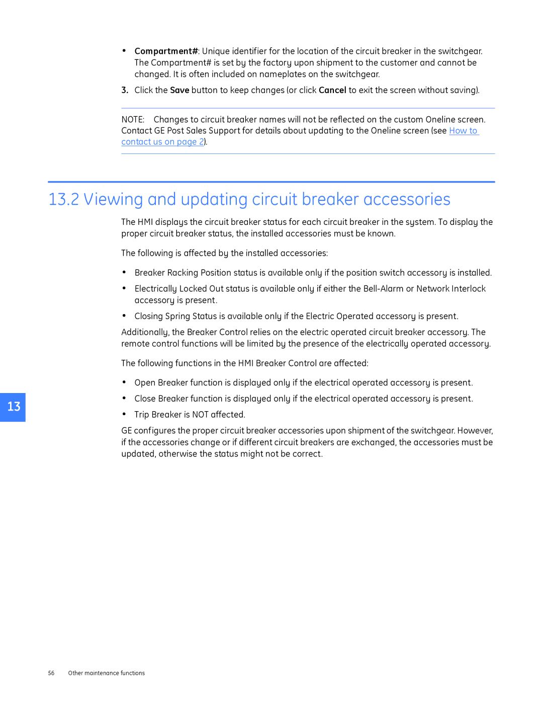 GE DEH-230 manual Viewing and updating circuit breaker accessories 