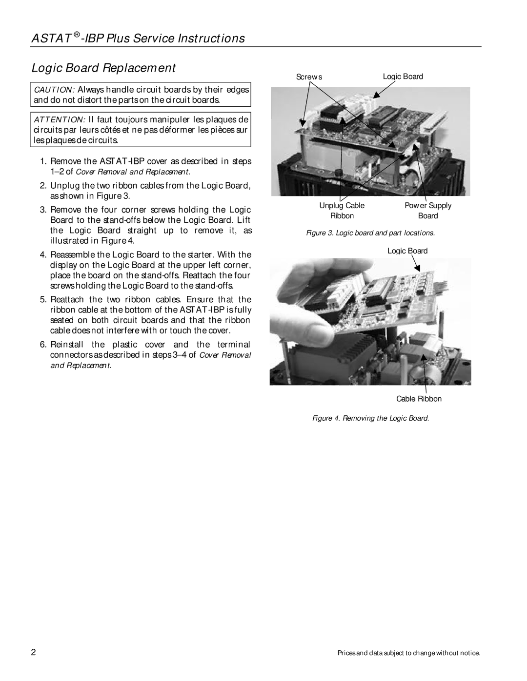 GE DEH-40417 manual Astat -IBP Plus Service Instructions Logic Board Replacement 