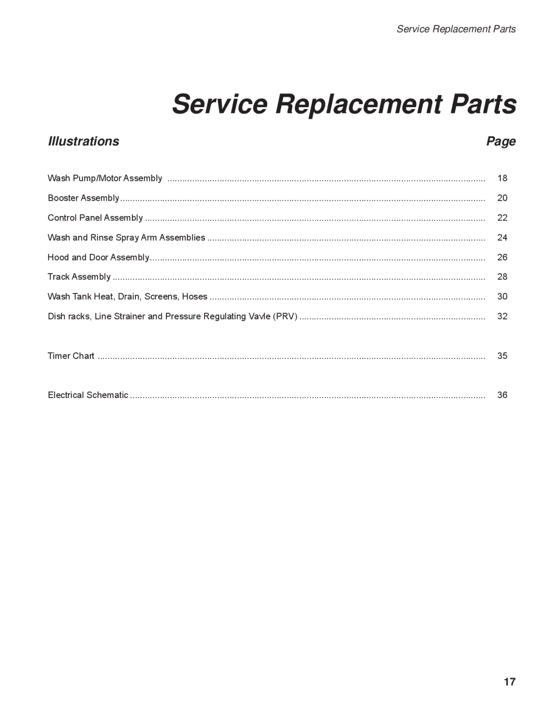 GE DH2000 operation manual Service Replacement Parts 