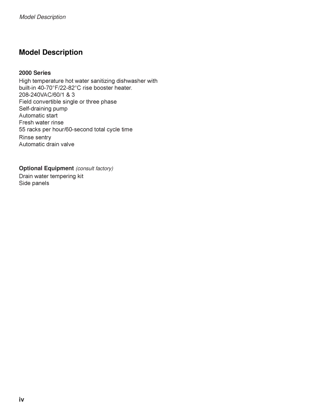 GE DH2000 operation manual Model Description 