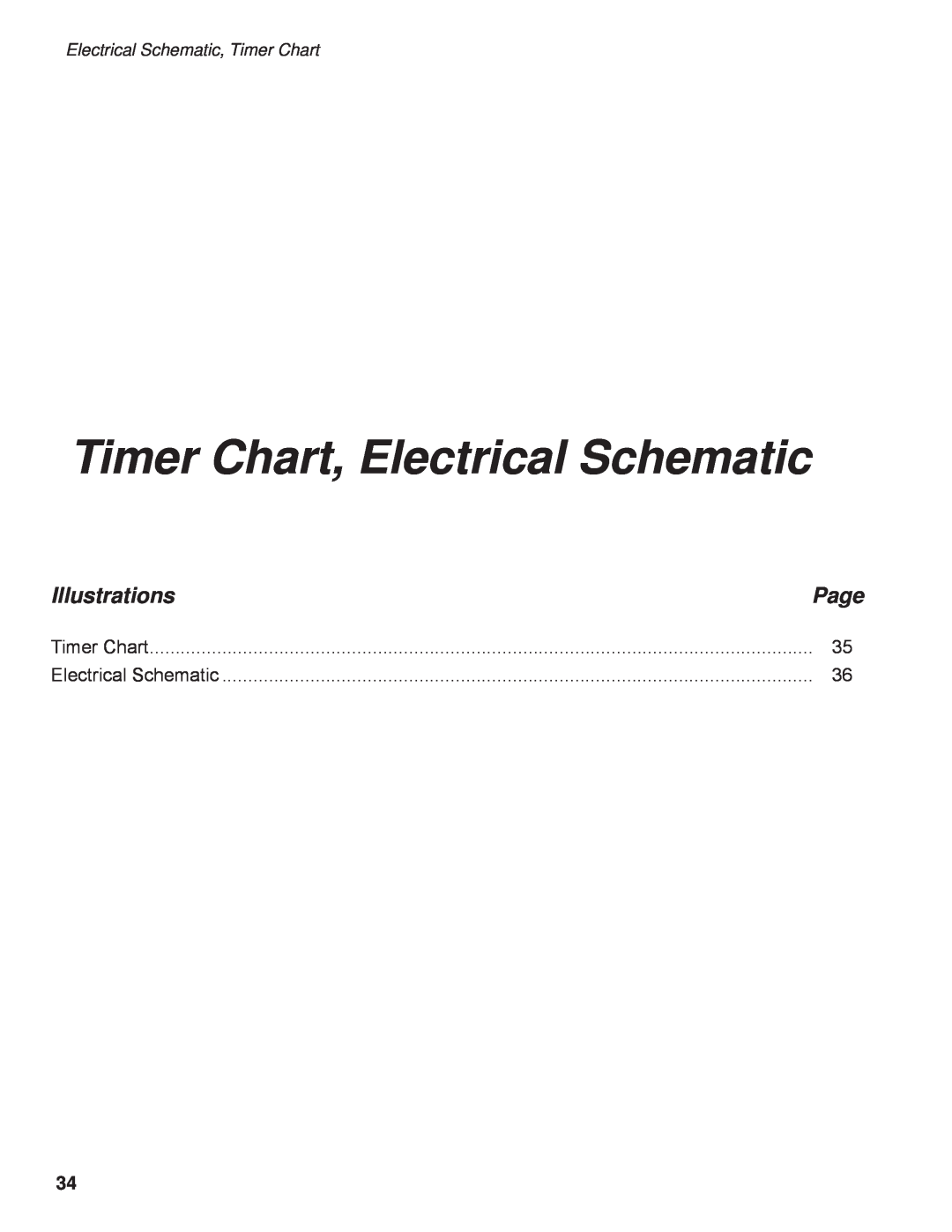 GE DH2000 operation manual Timer Chart, Electrical Schematic, Electrical Schematic, Timer Chart, Illustrations, Page 