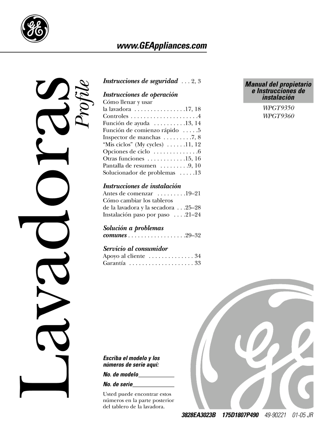 GE Dryer operating instructions Lavadoras 