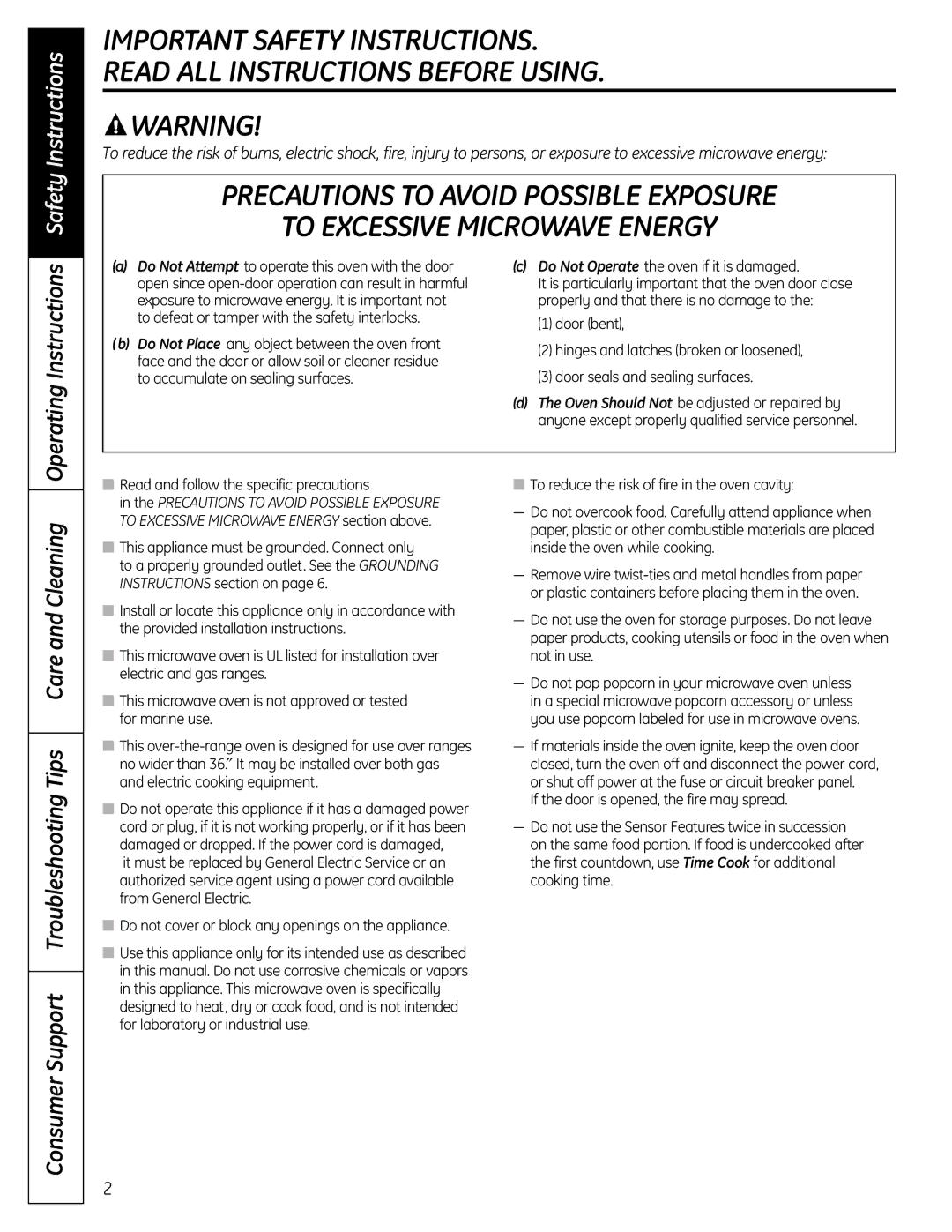 GE DVM1665 manual Consumer Support Troubleshooting Tips Care and Cleaning, Read and follow the specific precautions 