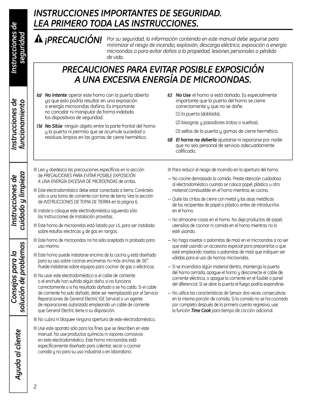 GE DVM1665 manual Instrucciones de Funcionamiento, Instrucciones de Cuidado y limpieza Consejos para la, Ayuda al cliente 