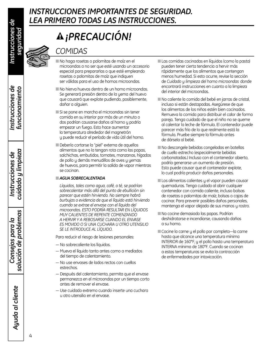 GE DVM1665 manual Comidas, De dársela al bebé 